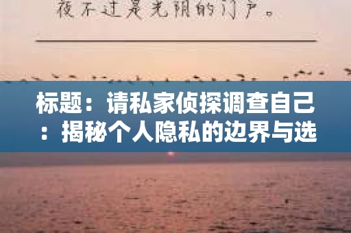 标题：请私家侦探调查自己：揭秘个人隐私的边界与选择